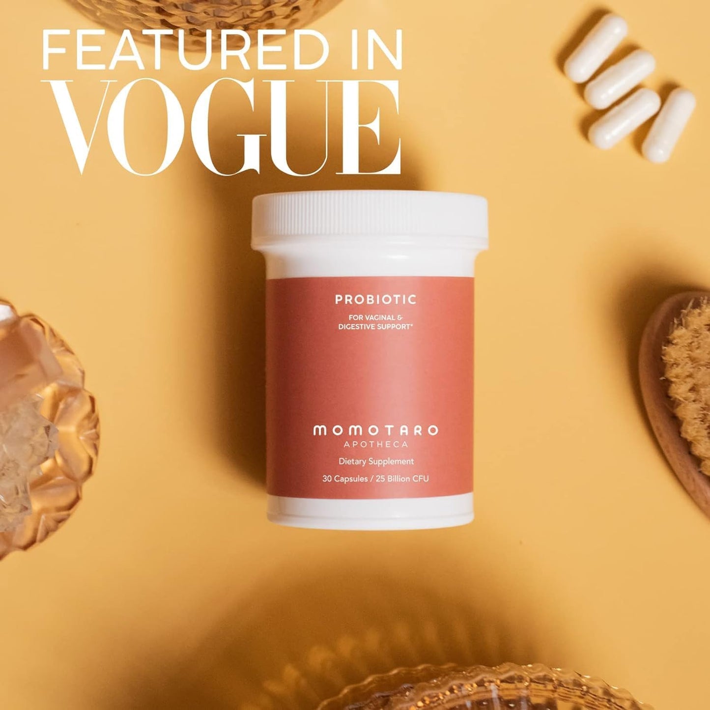 MOMOTARO APOTHECA Organic Probiotics for Women Vaginal & Digestive Supplement, 25 Billion CFU - Prebiotics & Lactobacillus Blend Supplements - Feminine Healthy Vaginal Odor & Flora - 30 Capsules