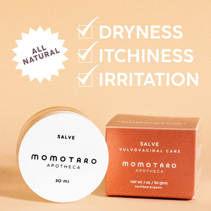 MOMOTARO APOTHECA Vaginal Moisturizer, Organic Vulva Balm - Intimate Soothing Salve, Vulvovaginal Dryness, Odor, Itching, Burning, Redness, BV, Menopause Irritability - Hormone Free pH Balance - 30ml